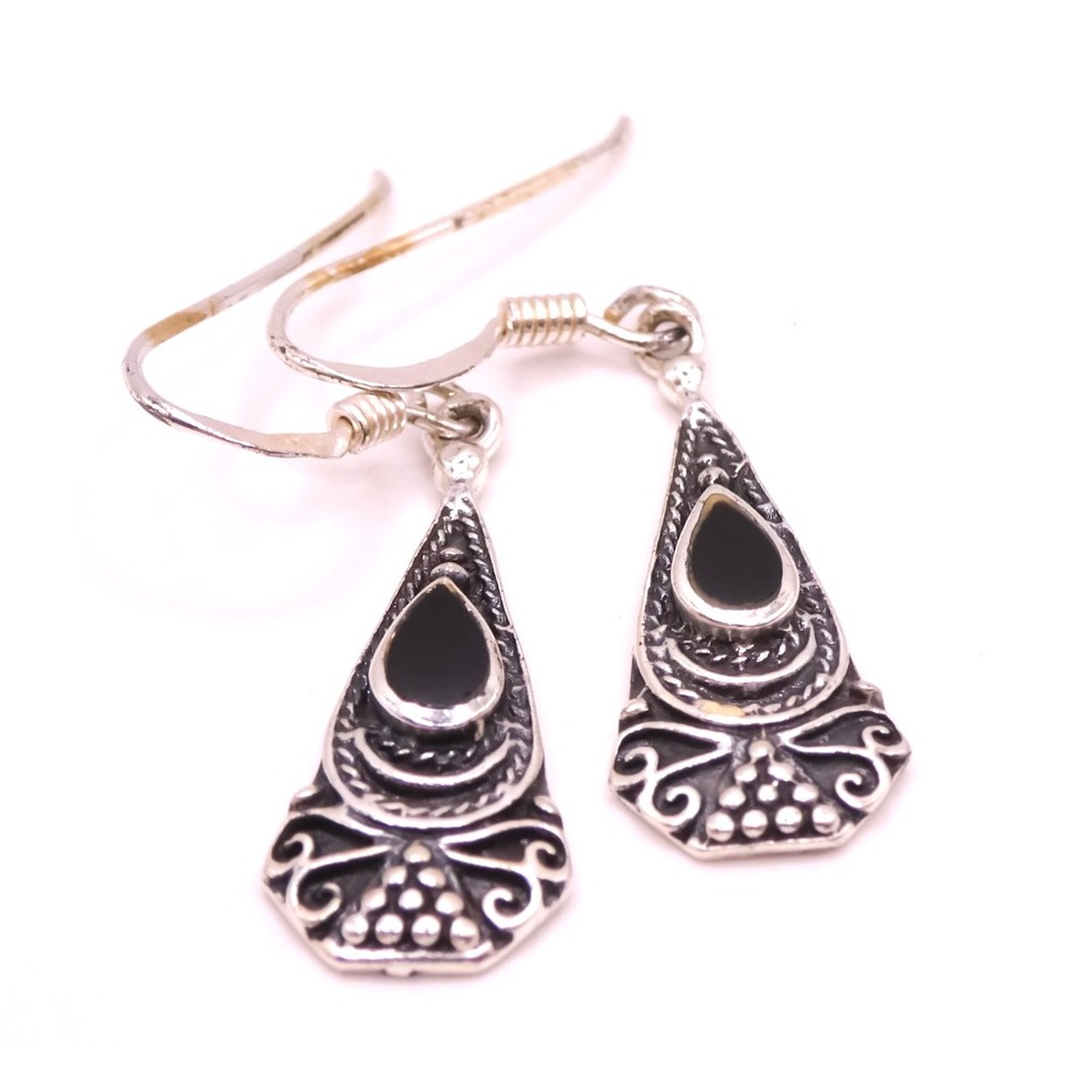 Vintage Sterling Silver 925 Southwest Scrolled Drop Dangle 1.3" Womens Earrings